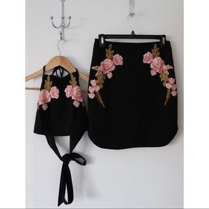 Two piece set with embroidered pattern
